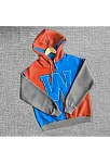 Kadın W Nakış İşlemeli Kapüşonlu 3 İplik Pamuklu Parçalı Sweatshirt Hoodie - Mavi