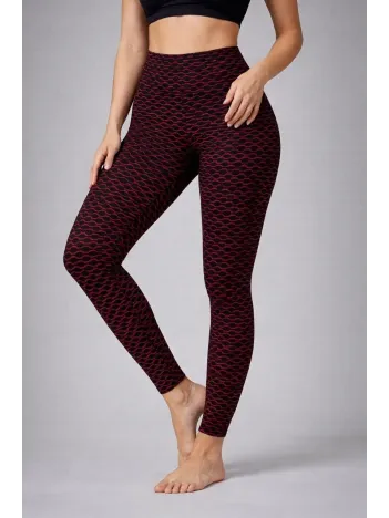 Kadın Yüksek Bel Toparlayıcı Likralı Büzgülü Tayt - Kırmızı