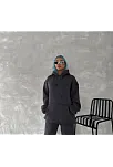 Kadın Kapüşonlu Kanguru Cepli 3 İplik Pamuklu Oversize Hoodie Sweatshirt - Füme