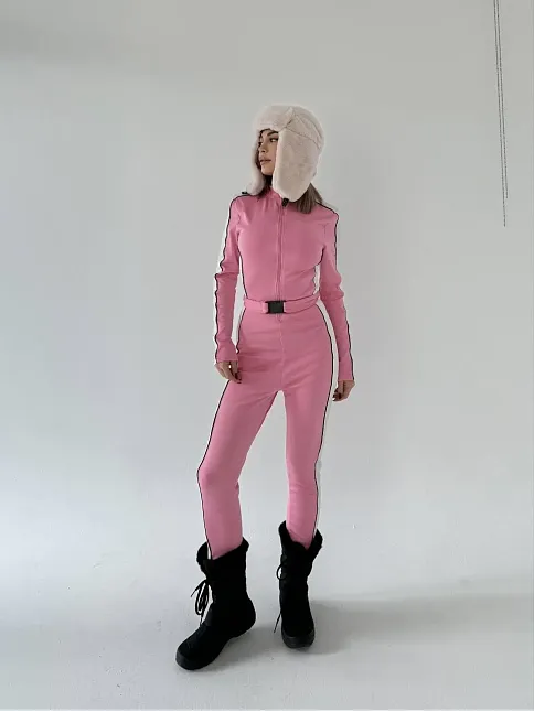 Kadın Kemer Detaylı Fermuarlı Tulum - Pembe