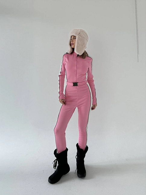 Kadın Kemer Detaylı Fermuarlı Tulum - Pembe