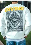 Erkek 3 İplik Pamuklu Kışlık Bisiklet Yaka Baskılı Sweatshirt - Beyaz