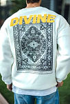 Erkek 3 İplik Pamuklu Kışlık Bisiklet Yaka Baskılı Sweatshirt - Beyaz