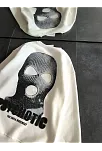 Kadın 3 İplik Kışlık Bisiklet Yaka Baskılı Sweatshirt - Beyaz