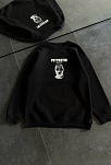 Kadın 3 İplik Kışlık Bisiklet Yaka Baskılı Sweatshirt - Siyah