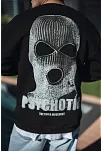 Erkek 3 İplik Pamuklu Kışlık Bisiklet Yaka Baskılı Sweatshirt - Siyah