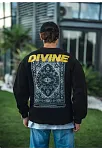 Erkek 3 İplik Pamuklu Kışlık Bisiklet Yaka Baskılı Sweatshirt - Siyah