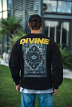 Erkek 3 İplik Pamuklu Kışlık Bisiklet Yaka Baskılı Sweatshirt - Siyah