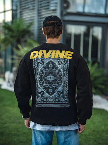 Erkek 3 İplik Pamuklu Kışlık Bisiklet Yaka Baskılı Sweatshirt - Siyah