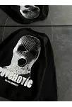 Kadın 3 İplik Kışlık Bisiklet Yaka Baskılı Sweatshirt - Siyah