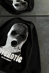 Kadın 3 İplik Kışlık Bisiklet Yaka Baskılı Sweatshirt - Siyah