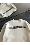 Erkek 3 İplik Pamuklu Kışlık Bisiklet Yaka Oversize Baskılı Sweatshirt - Beyaz