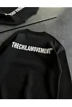 Kadın 3 İplik Kışlık Pamuklu Bisiklet Yaka Oversize Baskılı Sweatshirt - Siyah