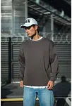 Erkek Bisiklet Yaka 3 İplik Pamuklu Basic Sweatshirt  - Antrasit