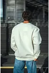 Erkek  Bisiklet Yaka 3 İplik Pamuklu Basic Sweatshirt - Beyaz
