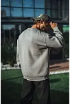 Erkek Bisiklet Yaka 3 İplik Pamuklu Basic Sweatshirt - Boyalı Gri