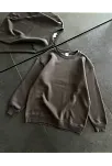 Kadın Bisiklet Yaka 3 İplik Pamuklu Basic Sweatshirt - Füme