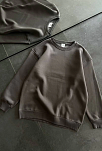 Kadın Bisiklet Yaka 3 İplik Pamuklu Basic Sweatshirt - Füme