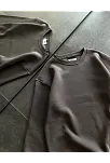 Kadın Bisiklet Yaka 3 İplik Pamuklu Basic Sweatshirt - Füme