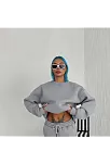Kadın Bisiklet Yaka 3 İplik Pamuklu Basic Sweatshirt - Gri