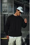 Erkek Pamuklu Bisiklet Yaka 3 İplik Basic Sweatshirt - Siyah