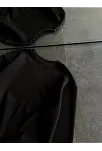 Kadın Bisiklet Yaka 3 İplik Pamuklu Basic Sweatshirt - Siyah