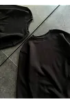 Kadın Bisiklet Yaka 3 İplik Pamuklu Basic Sweatshirt - Siyah