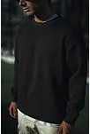 Erkek Pamuklu Bisiklet Yaka 3 İplik Basic Sweatshirt - Siyah