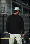 Erkek Pamuklu Bisiklet Yaka 3 İplik Basic Sweatshirt - Siyah