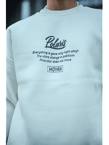 Erkek 3 İplik Pamuklu Bisiklet Yaka Ön Ve Arka Baskılı Sweatshirt - Beyaz