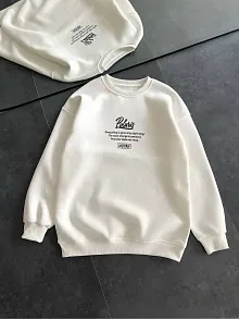 Kadın 3 İplik Pamuklu Bisiklet Yaka Baskılı Sweatshirt - Beyaz