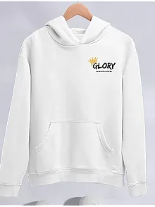 Kadın Oversize Kapüşonlu Kanguru Cepli Baskılı 3 İplik Pamuklu Sweatshirt Hoodie -   Beyaz