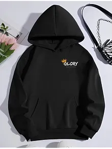 Kadın Oversize Kapüşonlu Kanguru Cepli Baskılı 3 İplik Pamuklu Sweatshirt Hoodie -   Siyah