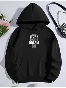 Kadın Oversize Kapüşonlu Cepli Baskılı 3 İplik Pamuklu Hoodie Sweatshirt - Siyah