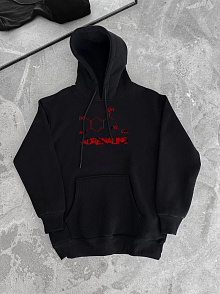 Kadın Oversize Kapüşonlu Cepli Baskılı 3 İplik Pamuklu Hoodie Sweatshirt - Siyah