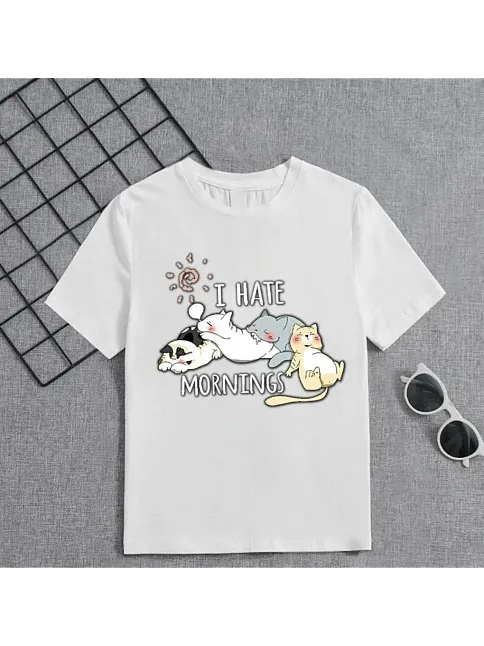 Kız Çocuk Bisiklet Yaka Baskılı T-shirt - Beyaz