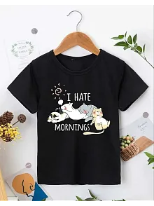 Kız Çocuk Bisiklet Yaka Baskılı T-shirt - Siyah