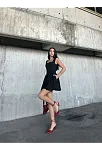 Kolsuz Mini Elbise- Siyah