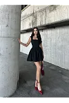 Kolsuz Mini Elbise- Siyah
