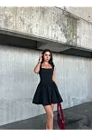 Kolsuz Mini Elbise- Siyah