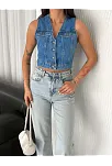 Kot Jeans Kadın Yelek - Mavi