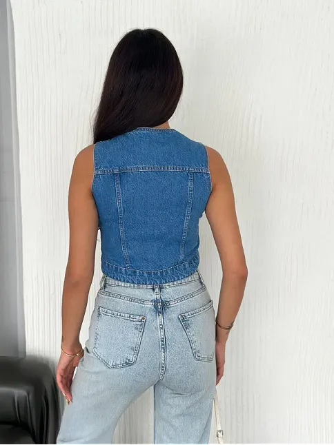 Kot Jeans Kadın Yelek - Mavi