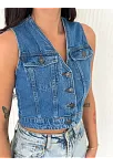 Kot Jeans Kadın Yelek - Mavi
