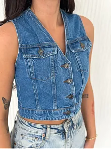 Kot Jeans Kadın Yelek - Mavi