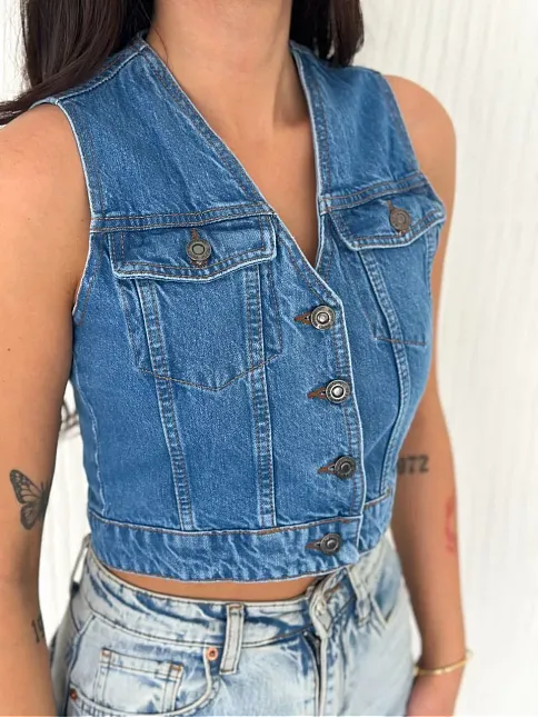 Kot Jeans Kadın Yelek - Mavi