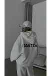Kadın Nakış İşlemeli 3 İplik Pamuklu Sweat Alt-üst Takım- Beyaz