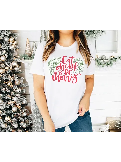 Yılbaşı Noel Baskılı Kısa Kollu Oversize Bisiklet Yaka T-shirt - Beyaz Yılbaşı Noel Baskılı Kısa Kollu Oversize Bisiklet Yaka T-shirt - Beyaz
