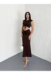 Osy Modal Yumuşak Dokulu Kumaş Büzgülü Crop Etek Takım -kahverengi