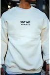 Erkek Bisiklet Yaka 3 İplik Pamuklu Baskılı Sweatshirt - Beyaz