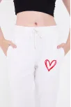 Kadın Üç İplik Pamuklu Baskılı Paçası Lastikli Cepli Eşofman Pantolon - Beyaz Kadın Üç İplik Pamuklu Baskılı Paçası Lastikli Cepli Eşofman Pantolon - Beyaz